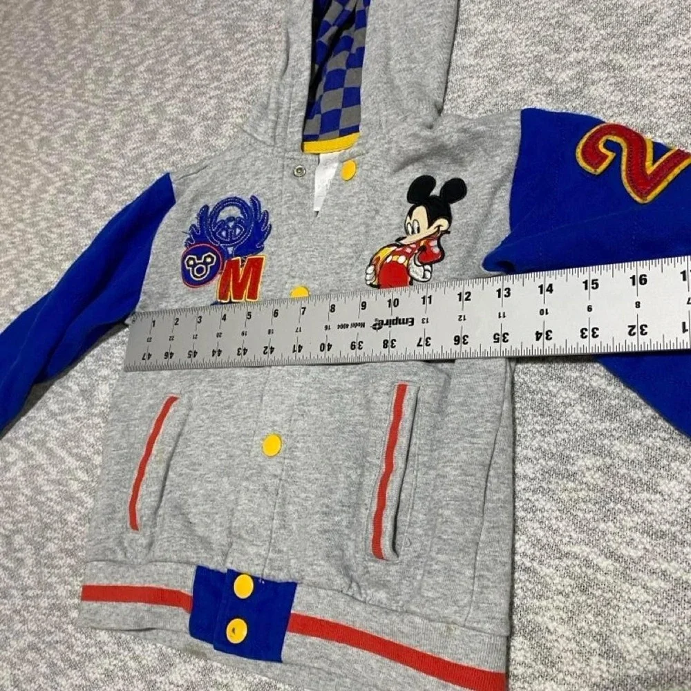 Disney Mickey Mouse gray & blue hooded jacket snap closure kid size 4T. SKU-B643